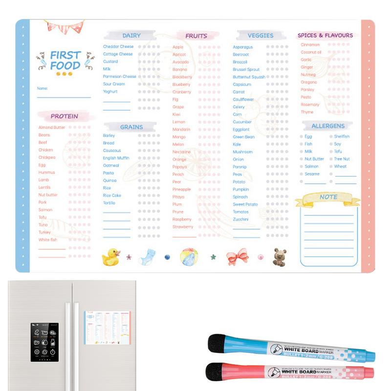 Baby Food List - Reusable First Foods Tracker Checklist Fidget