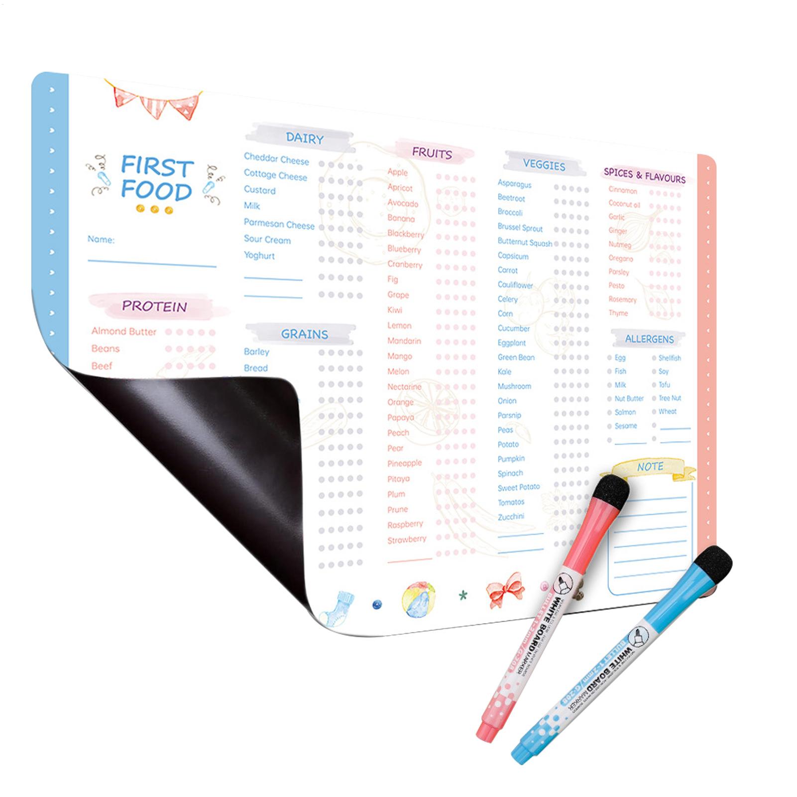 Baby Food List - Infant Food Tracking Chart Magnetic Refrigerator