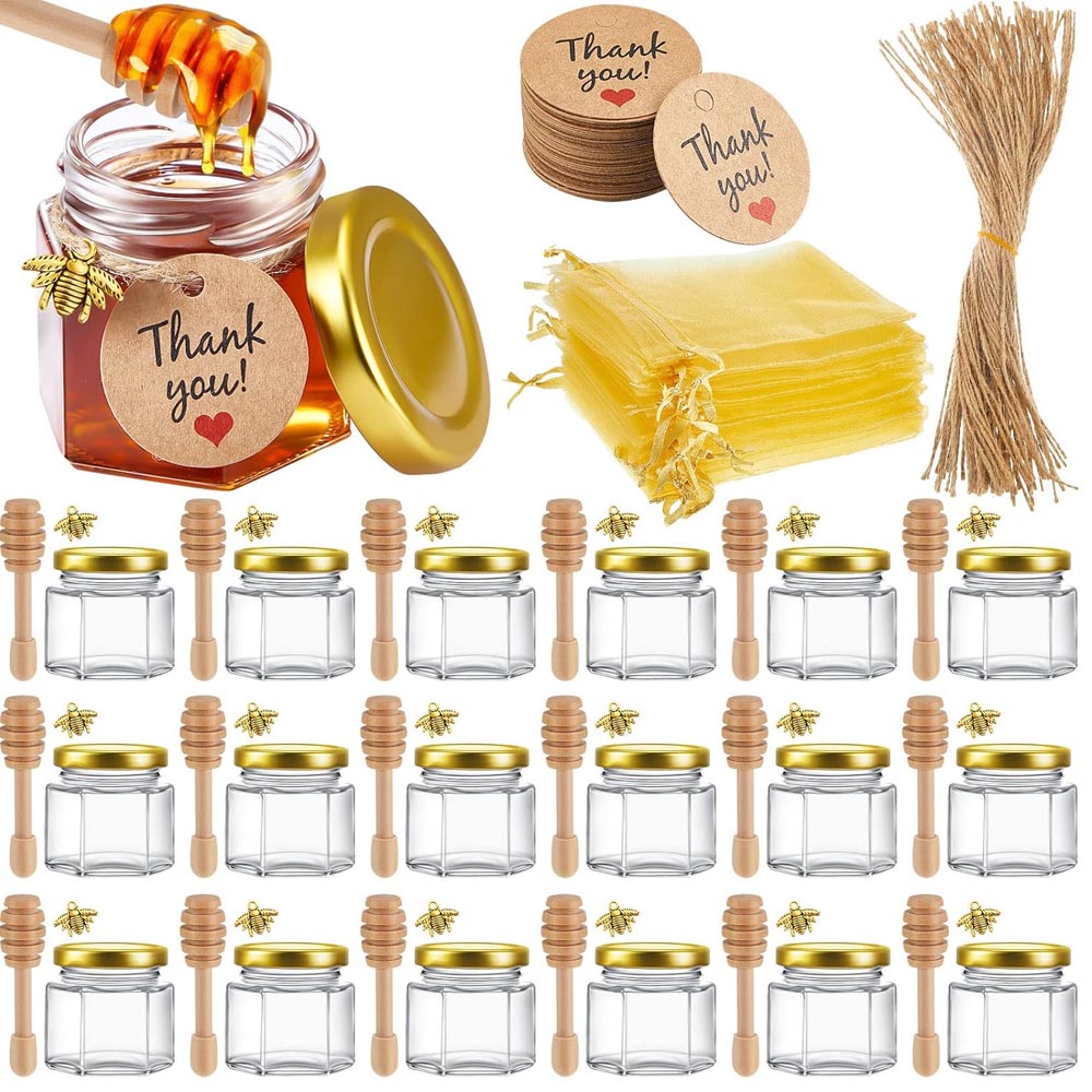 Baby Food Variety Pack - Mini Honey Jars With Honey Dipper,